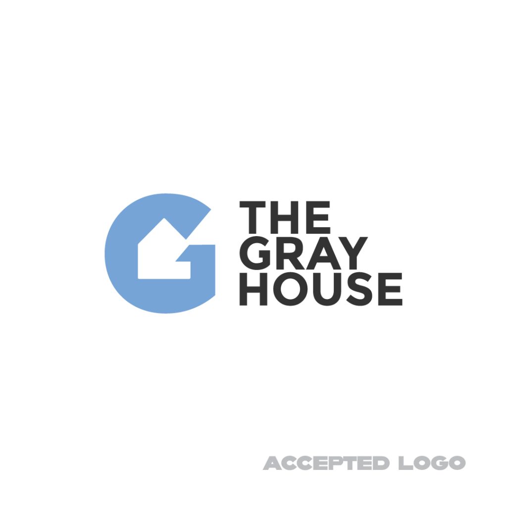 accepted gray house logo design by dif design