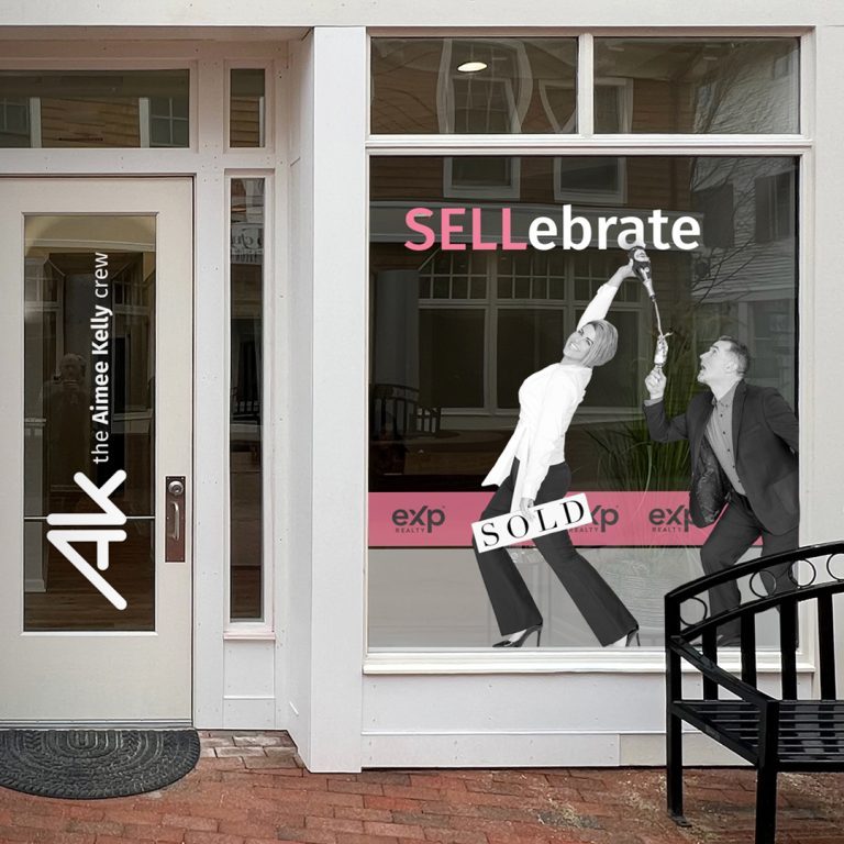 office window designs featuring the aimee kelly crew logo design by dif design