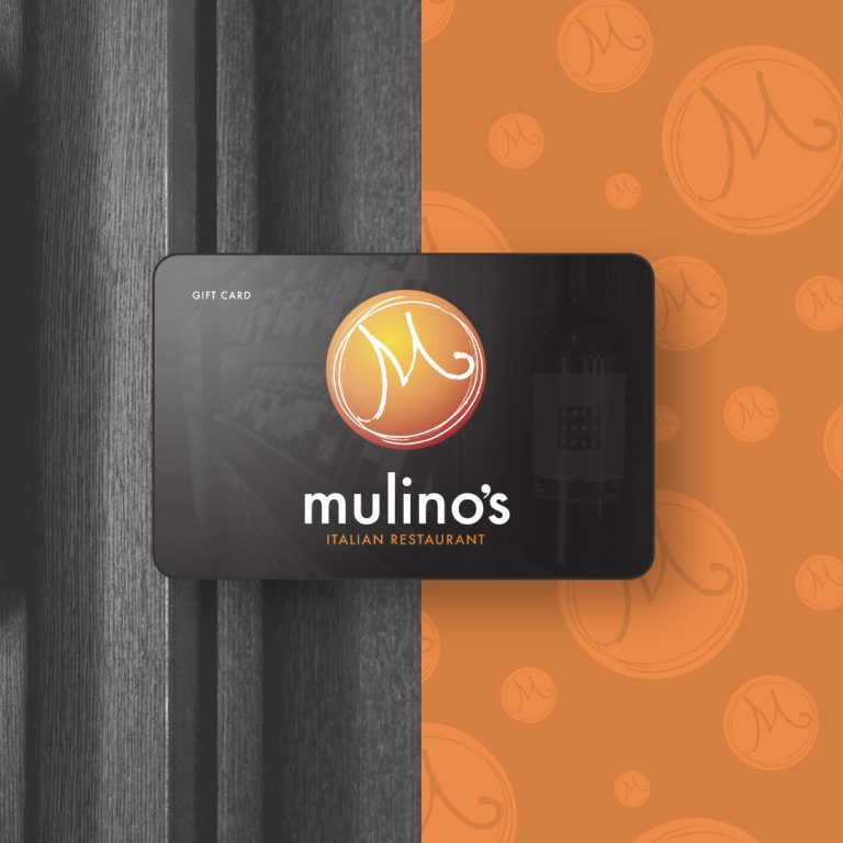 mulino's gift card and envelope design package