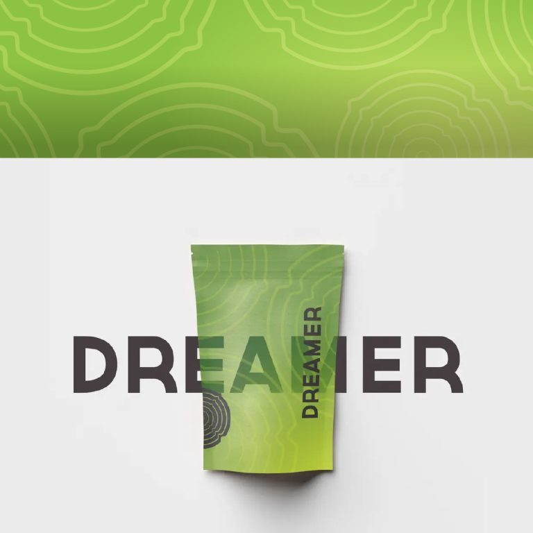 dreamer packaging and bags by dif design, featuring dreamer waves pattern