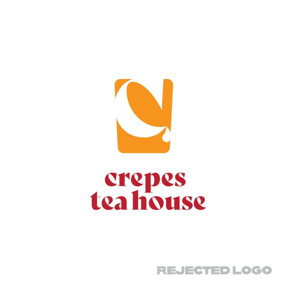 rejected crepes tea house logo design by dif design